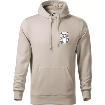 Pánská mikina Sova kreslená na prsu - Mikina pánská Cape s kapucí - 5XL ( Ledově šedá )