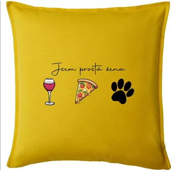 Polštář Jsem prostá žena - Polštář 50x50 - 50x50 - Pouze potah ( Žlutá )