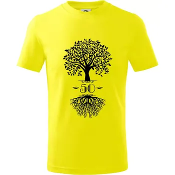 Chlapecké tričko Narozeninový strom 50 - Tričko dětské bavlněné - 134 cm/8 let ( Citrónová )