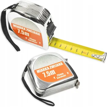 metr 7,5M x 25MM SVINOVACÍ METR S BLOKACÍ STŘÍBRNÝ S KLIPEM