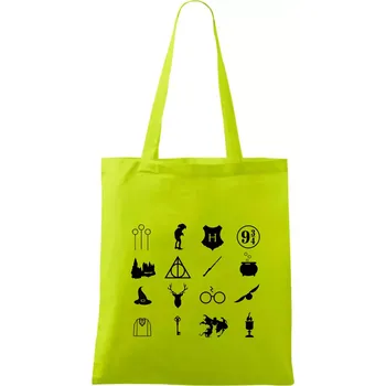 Nákupní taška Harry ikonky - Taška bavlněná - 42 x 38 cm ( Limetková )