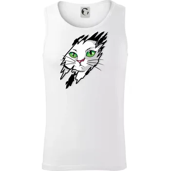 Kočka v roztrženém triku - Tílko pánské Core - XL ( Bílá )