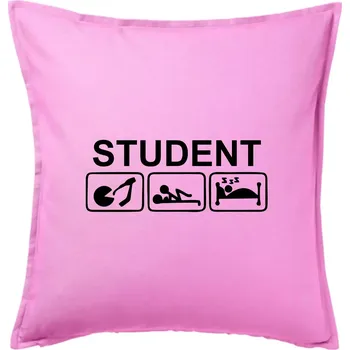 Polštář Pít užívat spát - student - Polštář 50x50 - 50x50 - Pouze potah ( Růžová )