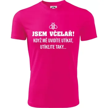 Chlapecké tričko Jsem včelař, utíkejte taky - Dětské triko sportovní (dresovina) - 146 cm/10 let ( Neon Pink )