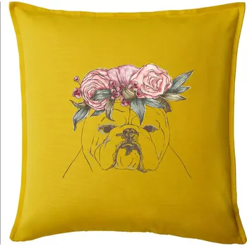 Polštář Buldoček princezna - Polštář 50x50 - 50x50 - Pouze potah ( Žlutá )