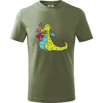 Princezna a drak - Tričko dětské bavlněné - 134 cm/8 let ( Khaki )