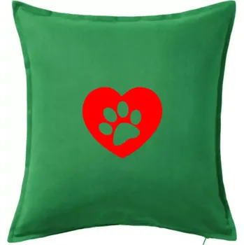 Polštář Tlapka v srdci - Polštář 50x50 - 50x50 - Pouze potah ( Středně zelená )