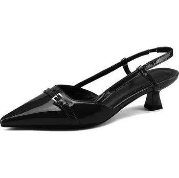 Dámské sandále sandály s páskem a mašlí – elegantní styl s podpatkem Barva: Černá, Velikost: 35