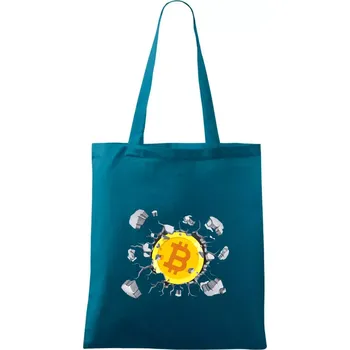 Bitcoin v triku - Taška bavlněná - 42 x 38 cm ( Petrolejová )