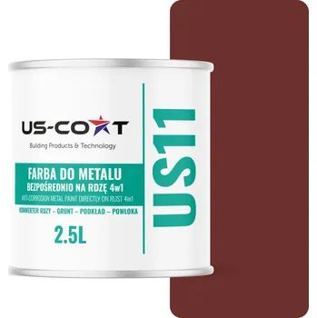 barva na kov Antikorozní akrylová Barva na kov US-Coat 2,5 l TŘEŠŇOVÁ RAL3009 matná
