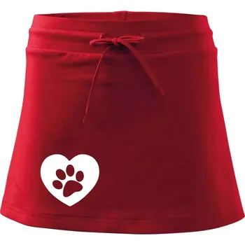 Dámská sukně Tlapka v srdci - Sportovní sukně - two in one - S ( Červená )