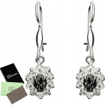 Náušnice STŘÍBRNÉ NÁUŠNICE 925 ČERNÉ VISACÍ ELEGANTNÍ