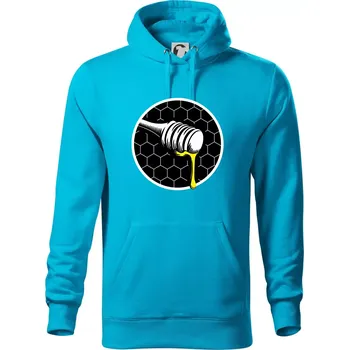 Pánská mikina Včelařův med - Mikina pánská Cape s kapucí - 5XL ( Světlý tyrkys )