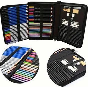 Výtvarná sada Profesionální Sada Na Skicování A Kreslení Skicák Tužky Pastelky 72 ks