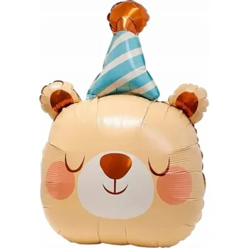 Balónek Fóliový Balón Saténový Medvídek s Čepičkou - Balónková Zvířátka