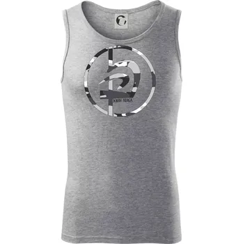 Krav maga maskáčový nápis - Tílko pánské Core - XL ( Tmavě šedý melír )