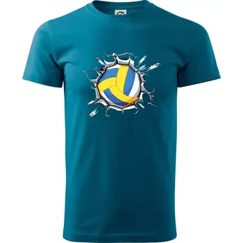 Volejbal míč v triku - Klasické pánské triko vyšší gramáže - S ( Petrolejová )