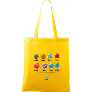 Planety vedle sebe plus pluto - Taška bavlněná - 42 x 38 cm ( Žlutá )