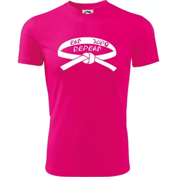 Chlapecké tričko Judo eat repeat - Dětské triko sportovní (dresovina) - 122 cm/6 let ( Neon Pink )