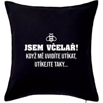 Polštář Jsem včelař, utíkejte taky - Polštář 50x50 - 50x50 - Pouze potah ( Černá )