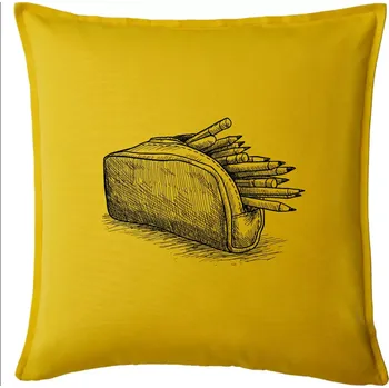 Polštář Školní penál kreslený - Polštář 50x50 - 50x50 - Pouze potah ( Žlutá )