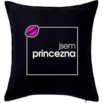Polštář Jsem princezna ve čtverci - Polštář 50x50 - 50x50 - Pouze potah ( Černá )