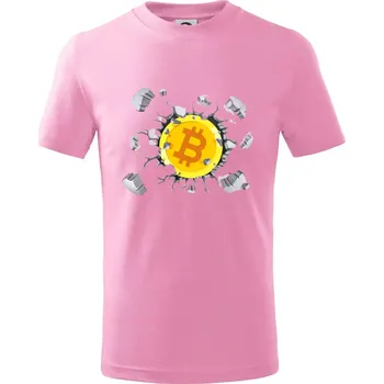 Chlapecké tričko Bitcoin v triku - Tričko dětské bavlněné - 158 cm/12 let ( Růžová )