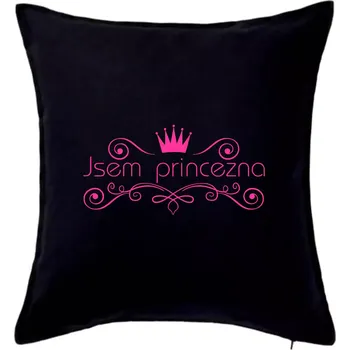 Polštář Jsem princezna - Vintage - Polštář 50x50 - 50x50 - Pouze potah ( Černá )