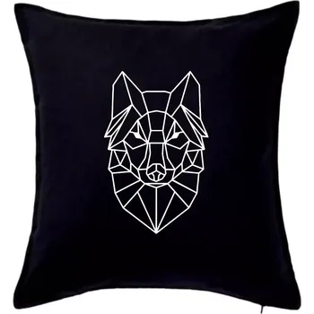 Polštář Geometrie - vlk - Polštář 50x50 - 50x50 - Pouze potah ( Černá )