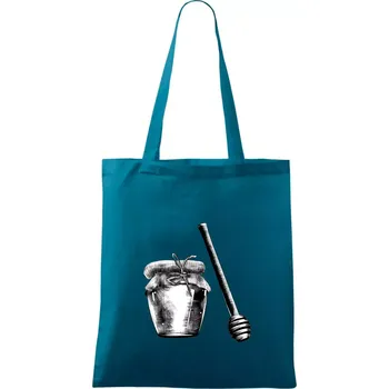 Nákupní taška Med ve sklenici - Taška bavlněná - 42 x 38 cm ( Petrolejová )