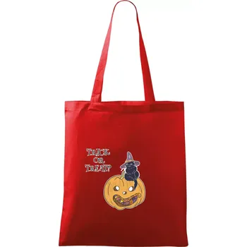Nákupní taška Dýně a kočka - Taška bavlněná - 42 x 38 cm ( Červená )