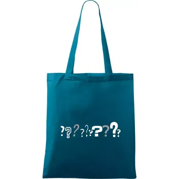 Otazníky ???? když prostě nevíš - Taška bavlněná - 42 x 38 cm ( Petrolejová )