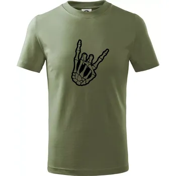 Chlapecké oblečení Rock ruka - Tričko dětské bavlněné - 122 cm/6 let ( Khaki )