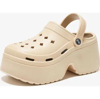 Dámské pantofle Dámské pantofle na platformě s otvory Barva: Khaki, Velikost: 35-36