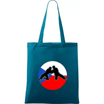 Nákupní taška Judo CZ vlajka - Taška bavlněná - 42 x 38 cm ( Petrolejová )