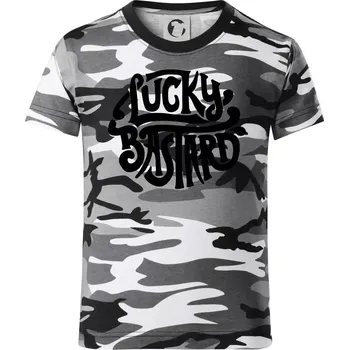 Chlapecké tričko Lucky Bastard - Dětské maskáčové triko - 122 cm/6 let ( Šedý maskáč )