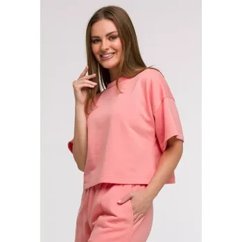 Dámská mikina B294 Oříznutá mikina s krátkým rukávem - korálová EU 2XL/3XL