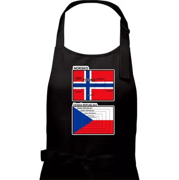 Kuchyňská zástěra Norská a česká vlajka - Dámská zástěra na vaření - Univerzální velikost ( Černá )