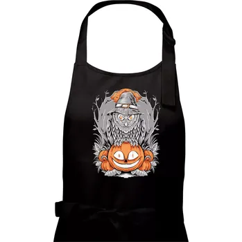 Kuchyňská zástěra Dýně a sova - Pánská zástěra na vaření - Univerzální velikost ( Černá )