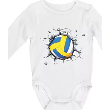 Kojenecký body Volejbal míč v triku - Body kojenecké s dlouhým rukávem - Dlouhý r. do 3 měs ( Bílá )