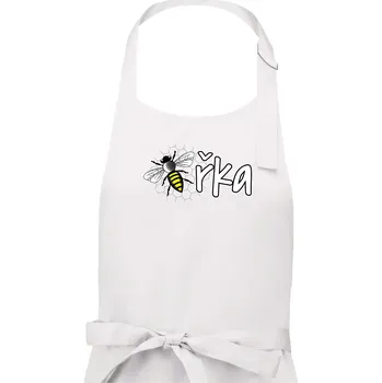 Kuchyňská zástěra Včelařka logo - Dámská zástěra na vaření - Univerzální velikost ( Bílá )