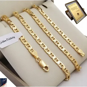 Řetízek GUCCI ŘETÍZEK PÁNSKÝ ZLATÝ ŘETÍZEK ŠIROKÝ 925, DÁREK PRO DĚDU + GRAVÍROVÁNÍ