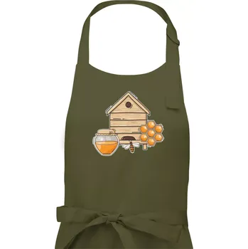 Kuchyňská zástěra Včelí úly - Dámská zástěra na vaření - Univerzální velikost ( Khaki )