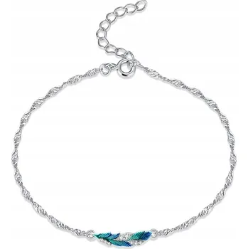 Náramek Stříbrný náramek Mennica Bydgoska ryzost 925 se zirkonem, motiv pírko, 21,00 cm