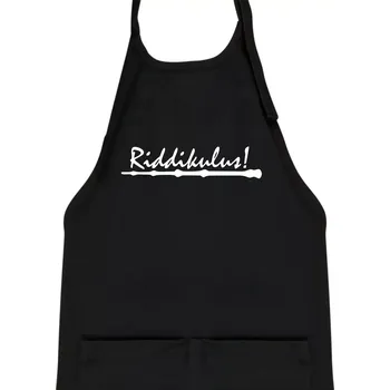 Kuchyňská zástěra Harry - Riddikulus - Dětská zástěra na vaření - Univerzální velikost ( Černá )