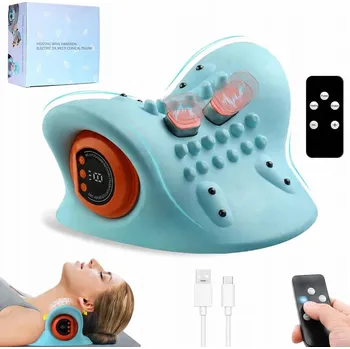 Polštář POLŠTÁŘ PODLOŽKA POD KRK 6 ÚROVNÍ INTENZITY MASÁŽE MODRÁ ODOLNÁ