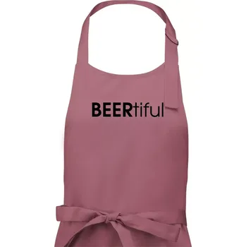 Kuchyňská zástěra Pivní nápisy BEERtiful - Dámská zástěra na vaření - Univerzální velikost ( Starorůžová )