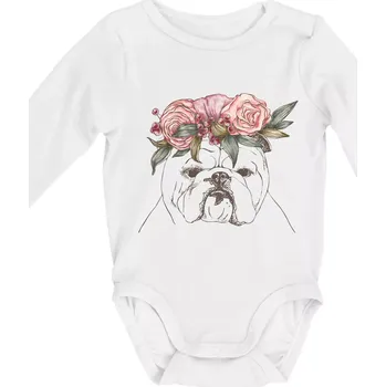 Buldoček princezna - Body kojenecké s dlouhým rukávem - Dlouhý r. 3-6 měs ( Bílá )