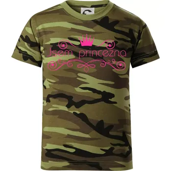 Jsem princezna - Vintage - Dětské maskáčové triko - 122 cm/6 let ( Zelený maskáč )