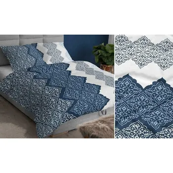 Povlečení Povlečení saténové 140x200 modrá bílá geometrie se zapínáním na zip KARO